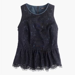 J. Crew Black Lace Peplum Top